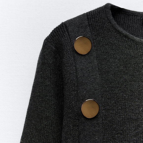 New Zara Side Button Knit Sweater - Picture 2 of 8